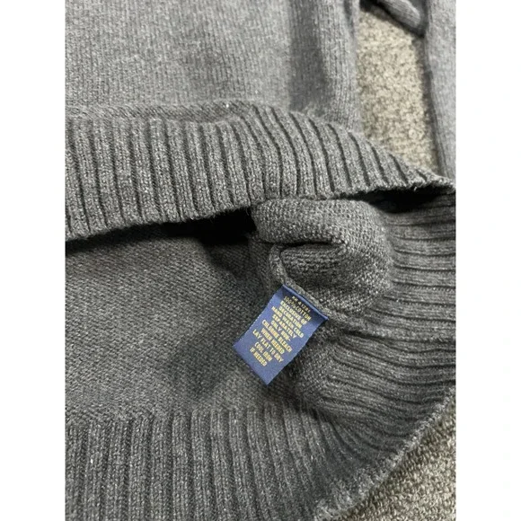 Polo Ralph Lauren 1/4 Zip Sweater Men Large Gray Chunky Knit Pony Preppy Estate - Picture 5 of 7